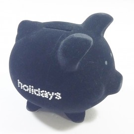 GSQ Rhinestone Holidays Froasted Med Piggy Ceramic Bank 