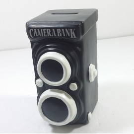 GSQ Vintage Camera Money Ceramic Bank Black