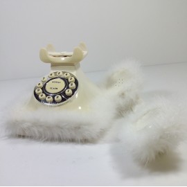 GSQ Cinderella Feather Vintage Telephone White