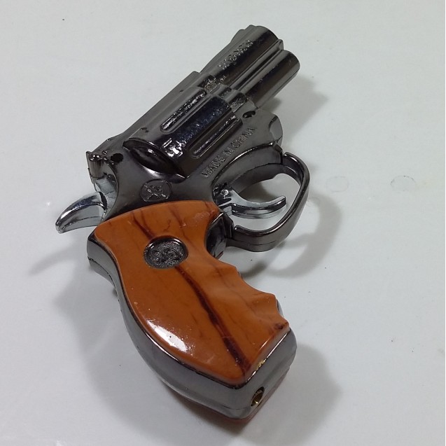 Metal LED Light Spray Lighter B Revolvers Wooden Handle S
