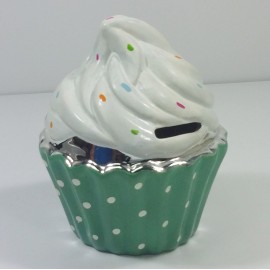 Silly the Gifts Moneybank Whipped Cream Cup Cake Ceramic bank Green