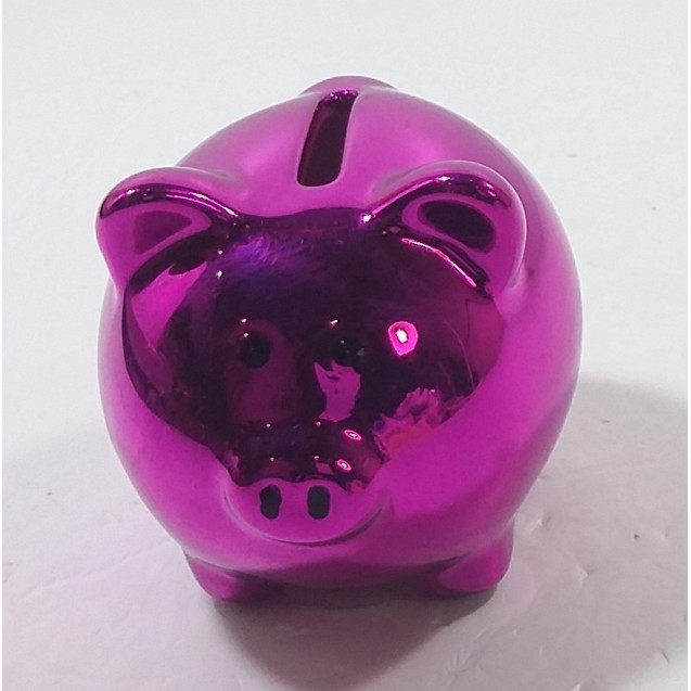 Silly the Gifts Moneybank Disco Chrome Pig mini ceramic Magenta