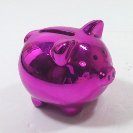 Silly the Gifts Moneybank Disco Chrome Pig mini ceramic Magenta