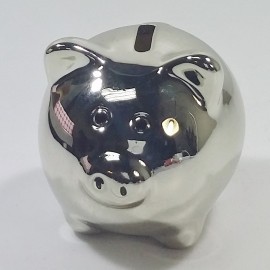 Silly the Gifts Moneybank Disco Chrome Pig mini ceramic Silver