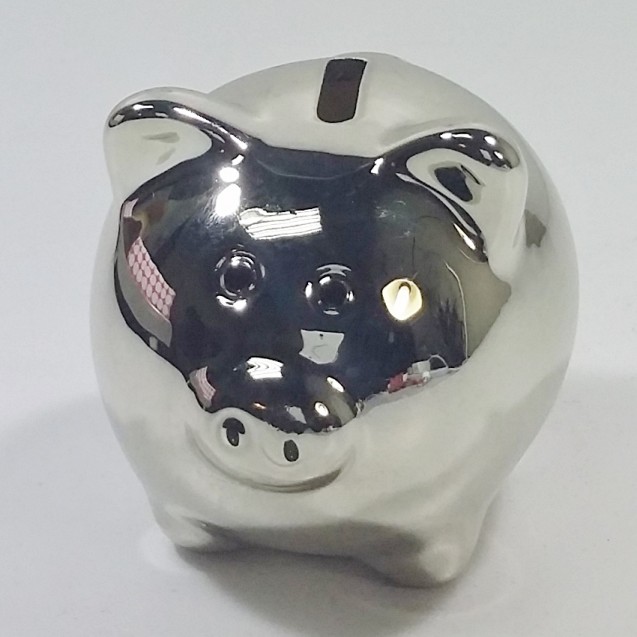 Silly the Gifts Moneybank Disco Chrome Pig mini ceramic Silver
