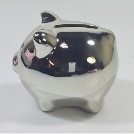 Silly the Gifts Moneybank Disco Chrome Pig mini ceramic Silver
